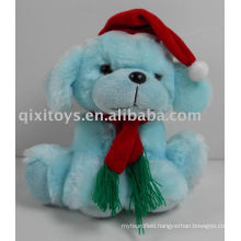 stuffed christmas dog with hat and scarf